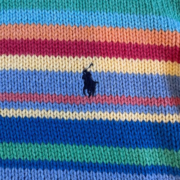 Polo Ralph Lauren Knit Sweater Striped Size 7 Colourful Kids Boys - Picture 3 of 9